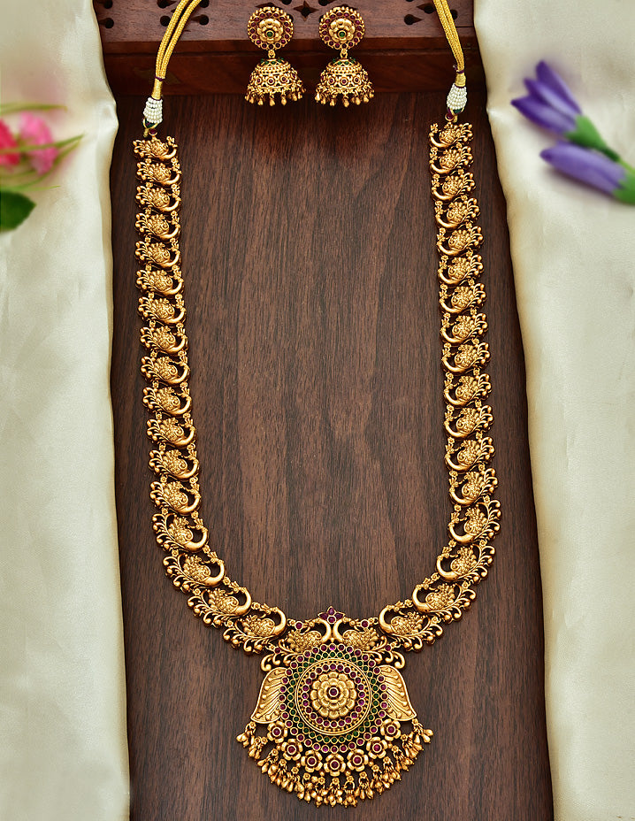Peacock Designer Antique Long Haaram