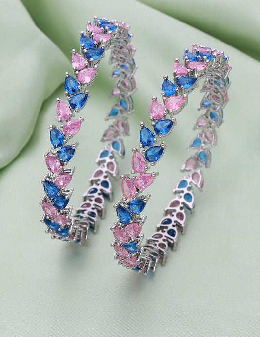 Designer Zirconia Aqua Blue & Baby Pink Bangles