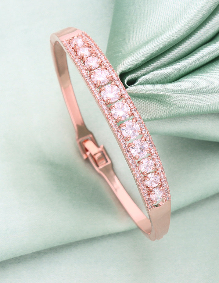 Zirconia Rose Gold Polish Bracelet