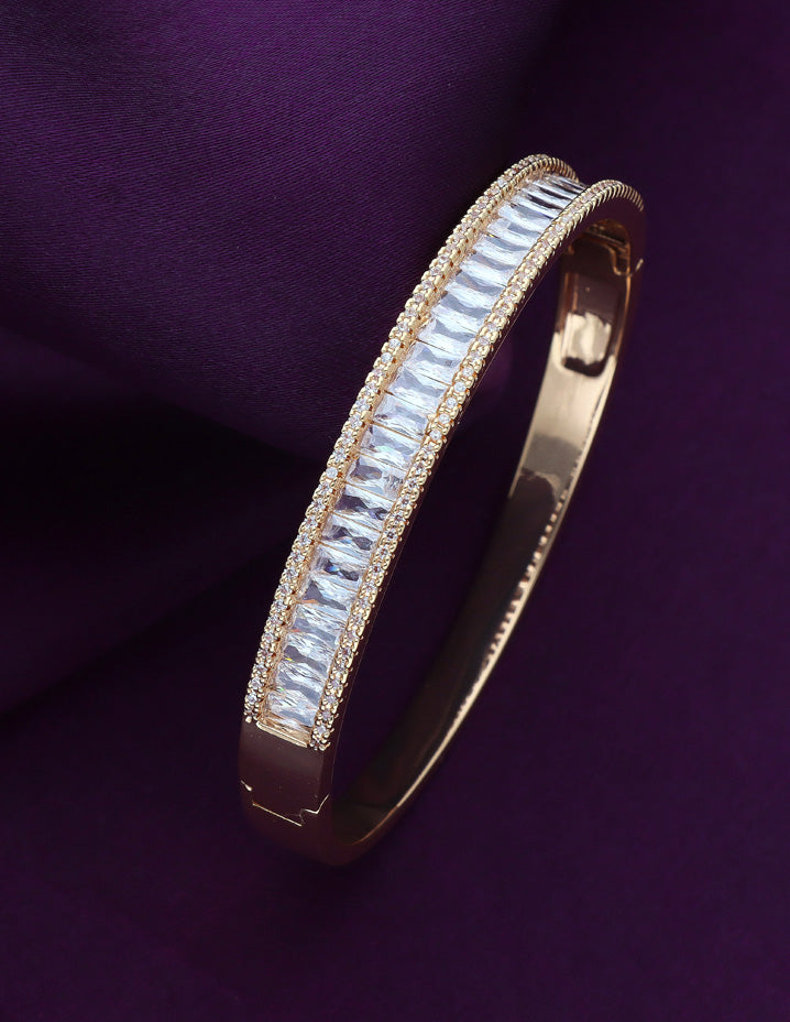 Zirconia Gold Polish Kada Bracelet