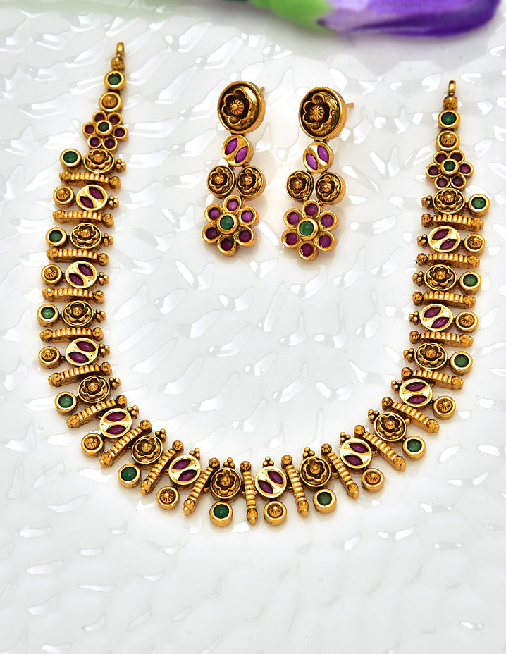 Antique Kempu Necklace Set