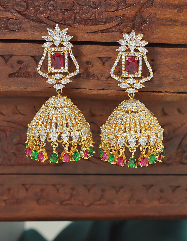 Zirconia Jhumka Earrings