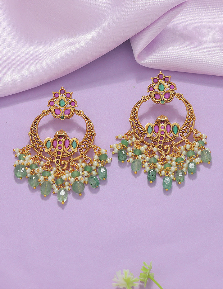 Designer Divine Ganapathi Chandbali Earrings