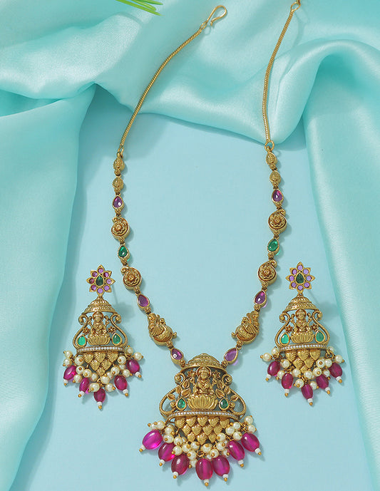 Designer Zirconia Royal Devi Temple Necklace Set