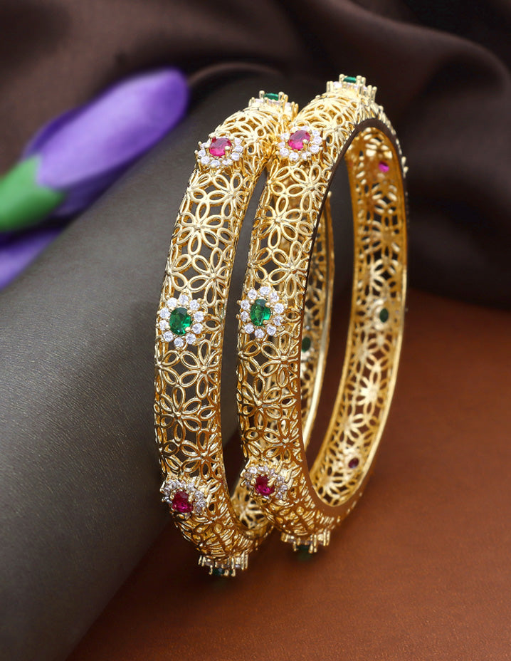 Designer Zirconia Gold Plated Bangles