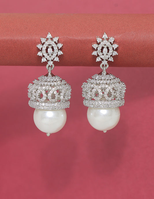 Designer Zirconia Jhumka Earrings