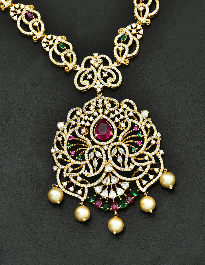 Designer Gold Zirconia Designer Long Haaram