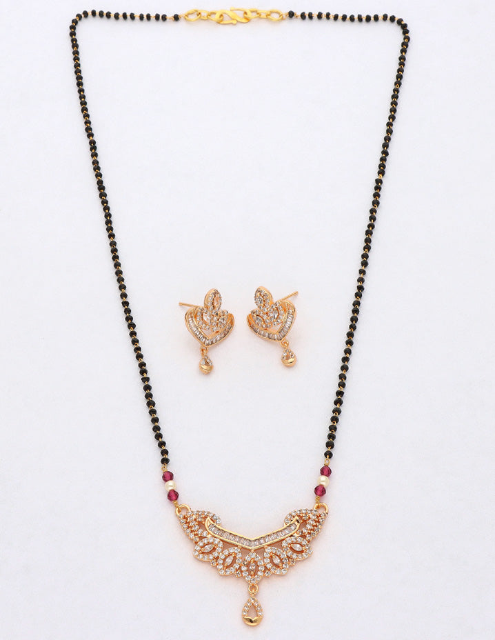 Zirconia Gold Black Bead Mangalsutra