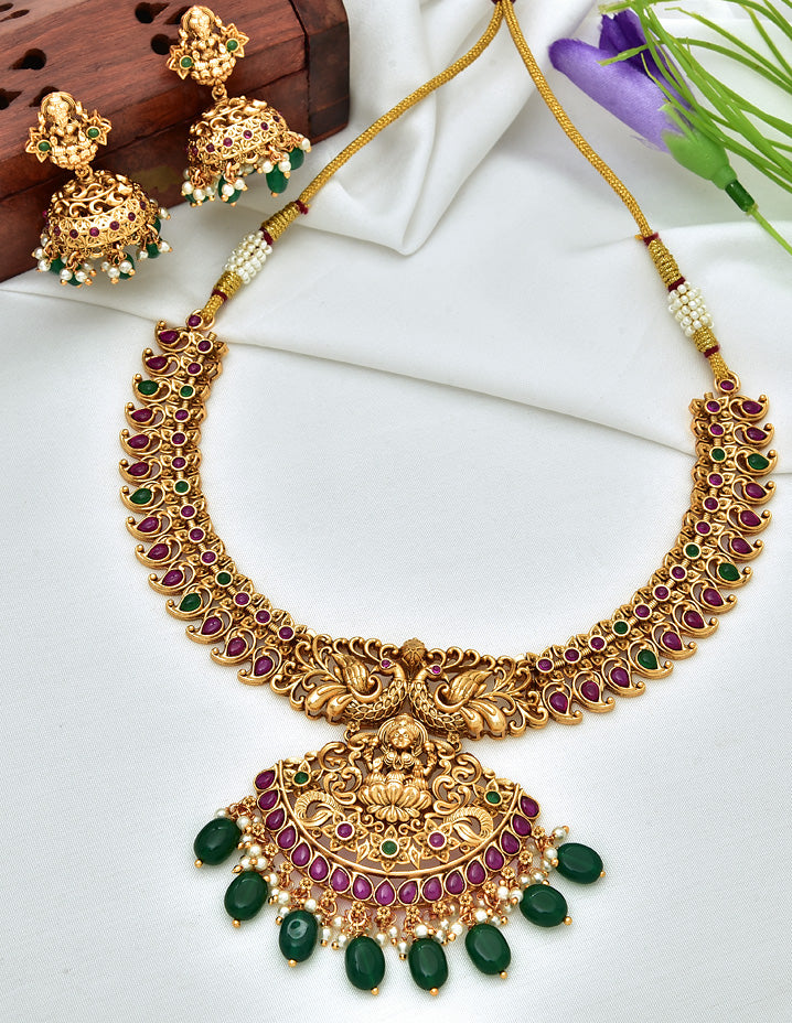 Antique Kempu Necklace Set