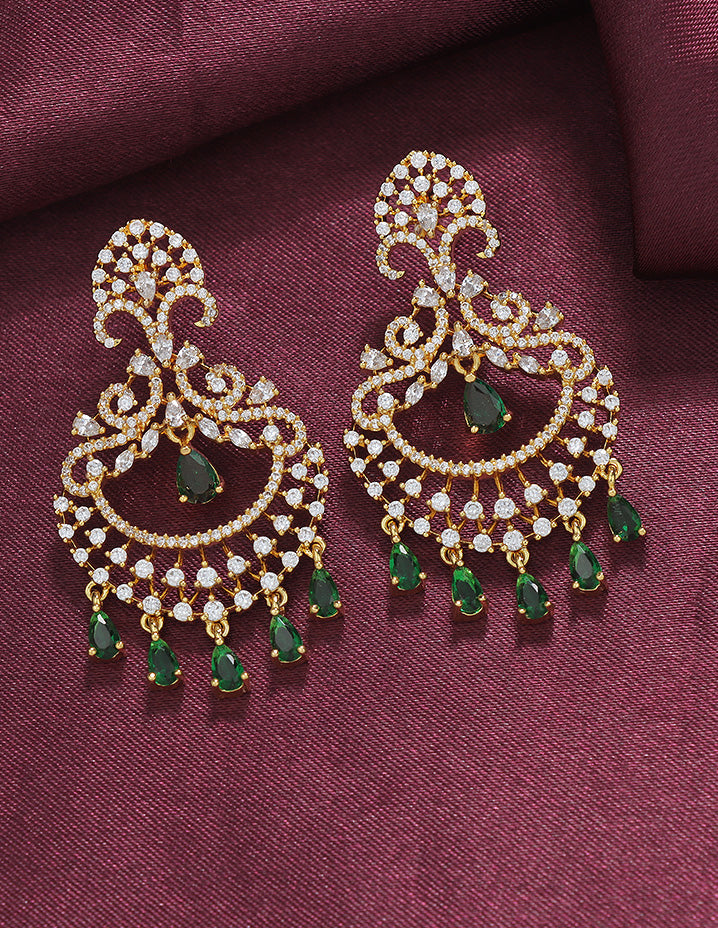 Designer Zirconia Halo Chandbali Earrings
