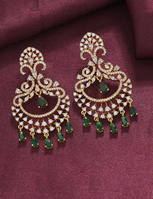 Designer Zirconia Halo Chandbali Earrings