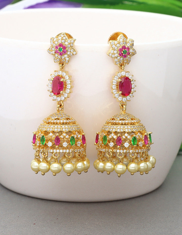 Zirconia Jhumka Earrings