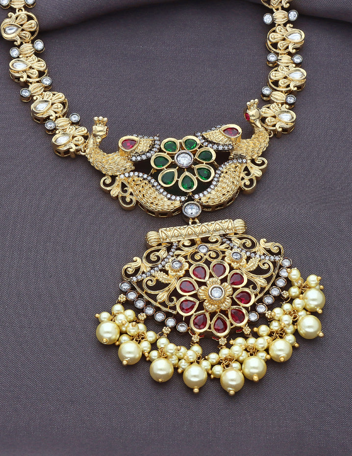 Zirconia Gold Victorian Necklace Set