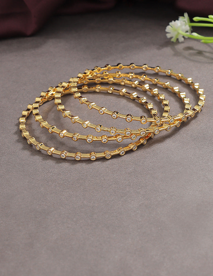 Designer Zirconia Golden Sparkle Stack Bangles