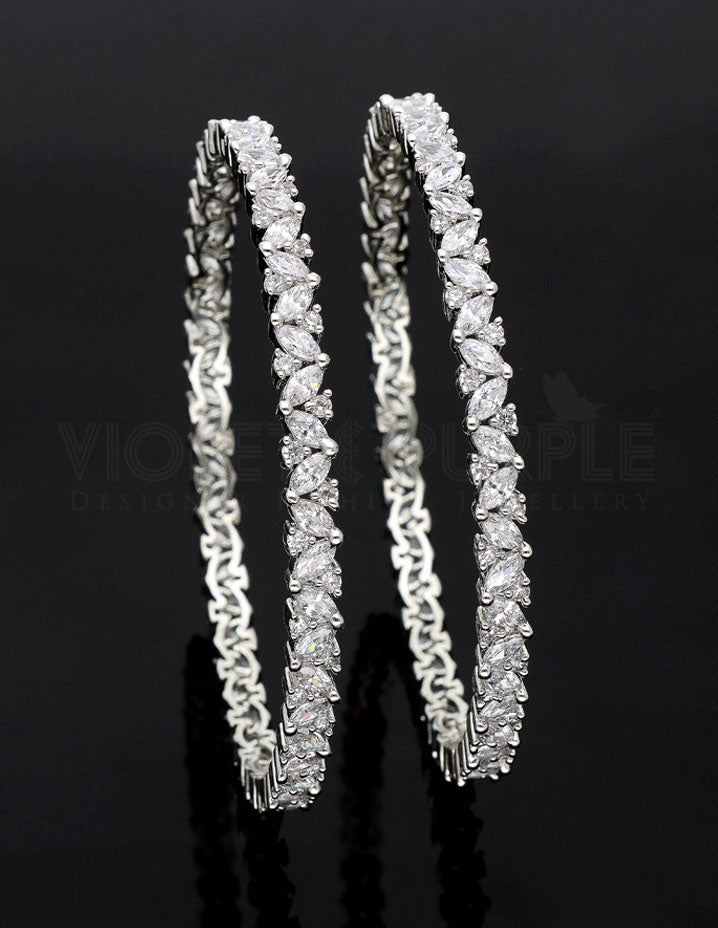 Zircon Designer Bangles zbgl10881/Rhodium