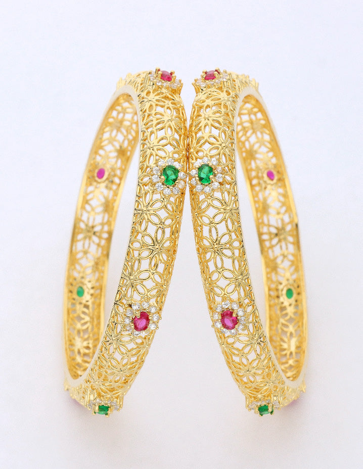 Designer Zirconia Gold Plated Bangles