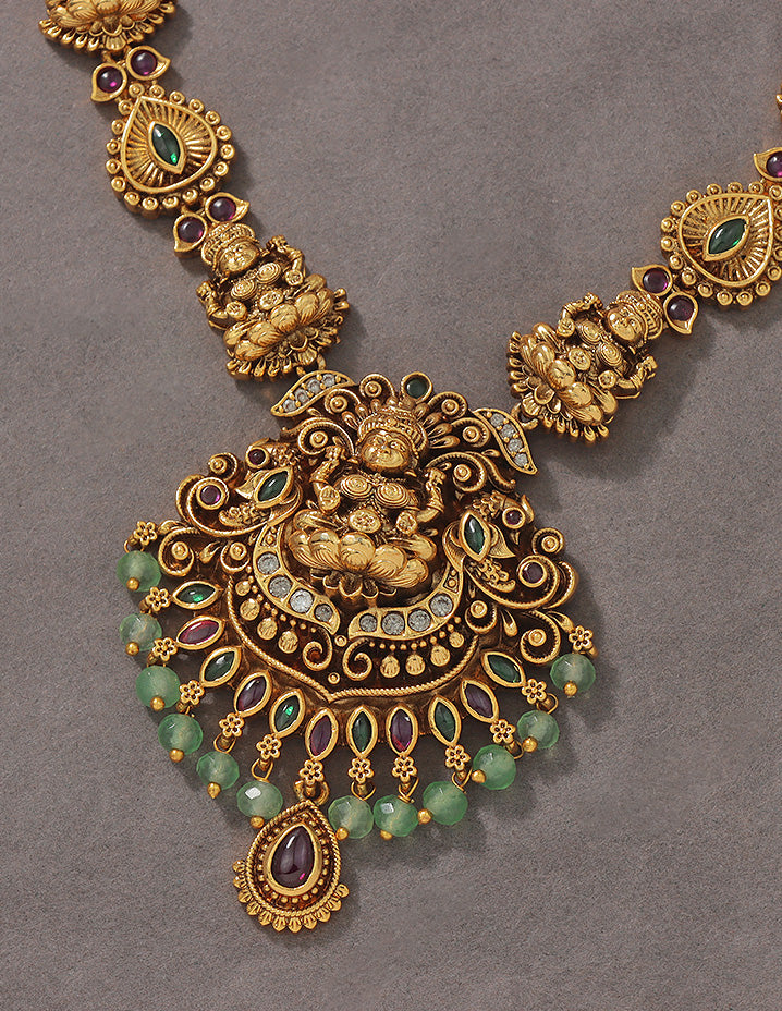 Designer Matt Lakshmi Devi Kempu Long Haaram Set
