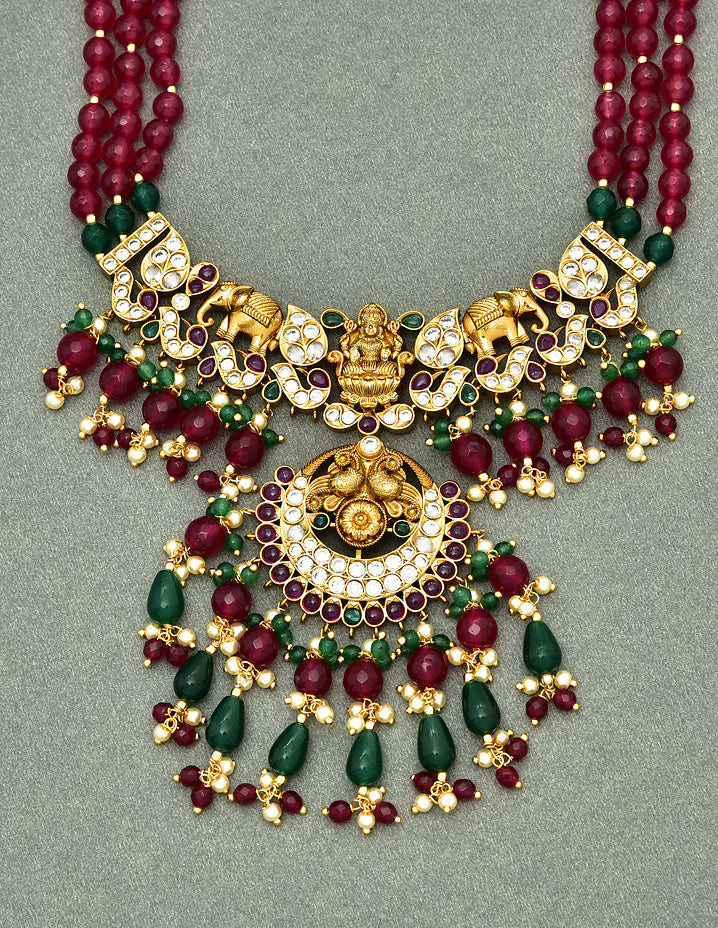 Multilayered Lakshmi Devi Beads Long Haaram