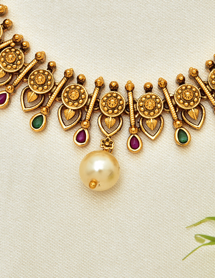 Antique Kempu Necklace Set 127955
