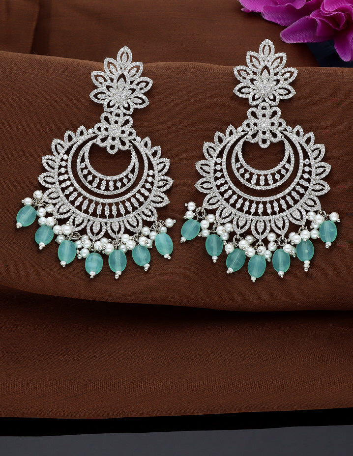 Rhodium Polish Zircon Dangler Earrings