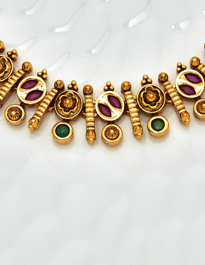 Antique Kempu Necklace Set