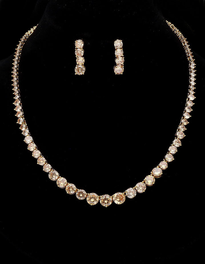 Gold Polish Zirconia Necklace Set
