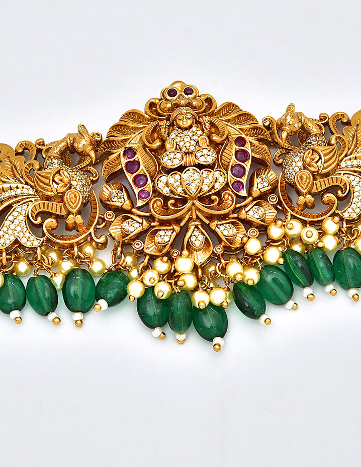 Designer Peacock With Lakshmi Devi Chain Waist Belt
