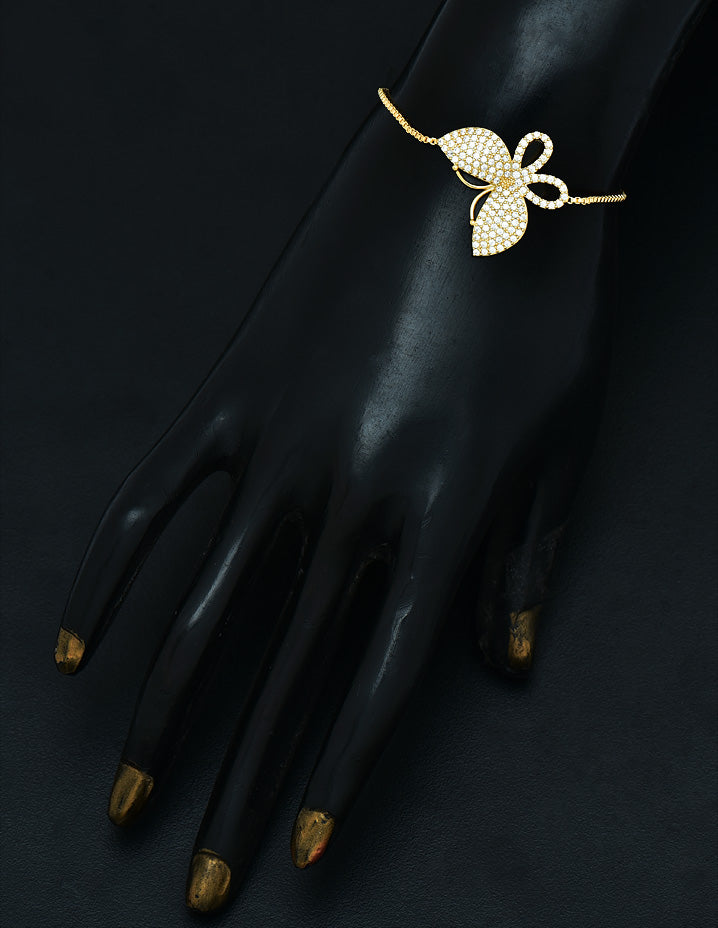 Zirconia Butterfly Pattern Adjustable Chain Bracelet