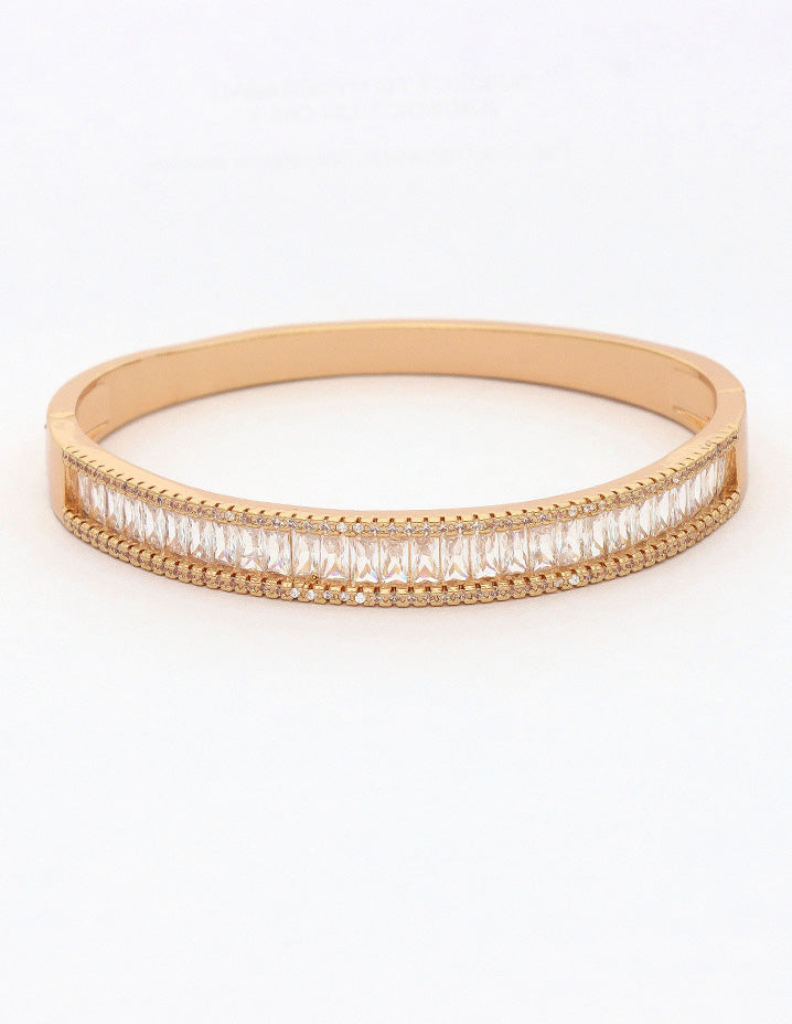 Zirconia Gold Polish Kada Bracelet