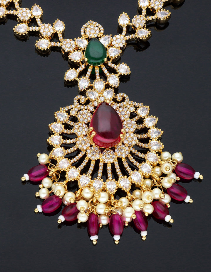 Zircon Gold Polish Necklace Set