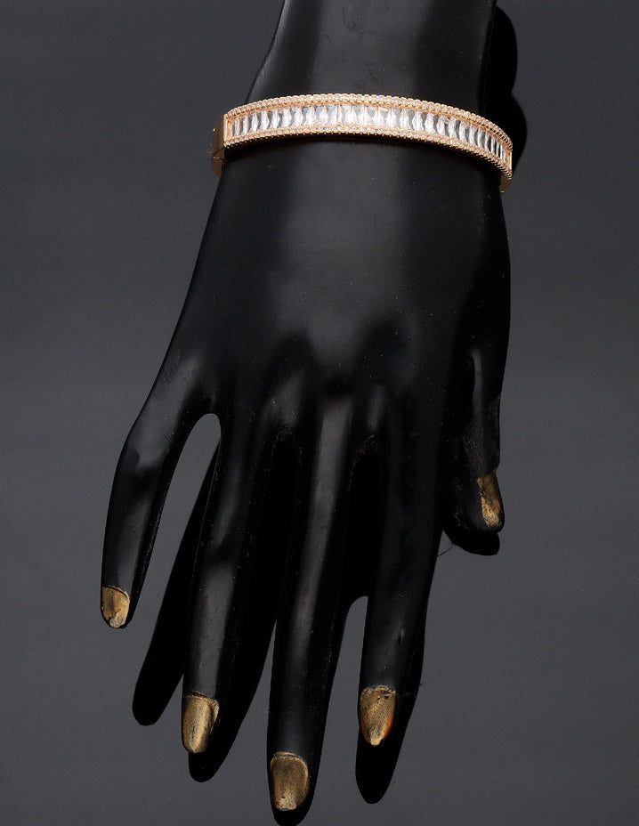 Zirconia Gold Polish Kada Bracelet