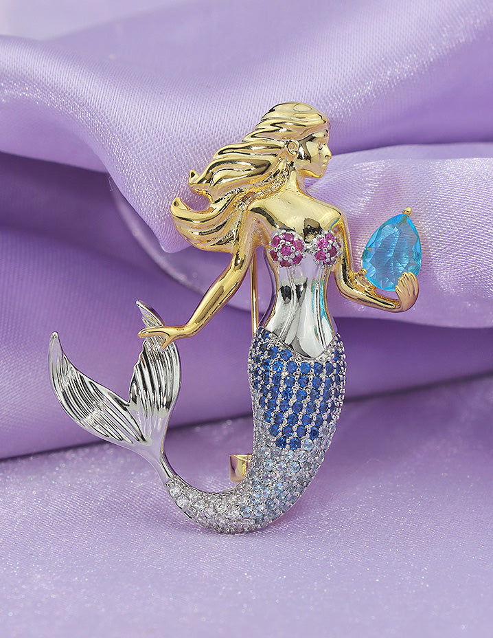 Designer GJ Polish Zirconia Brooch