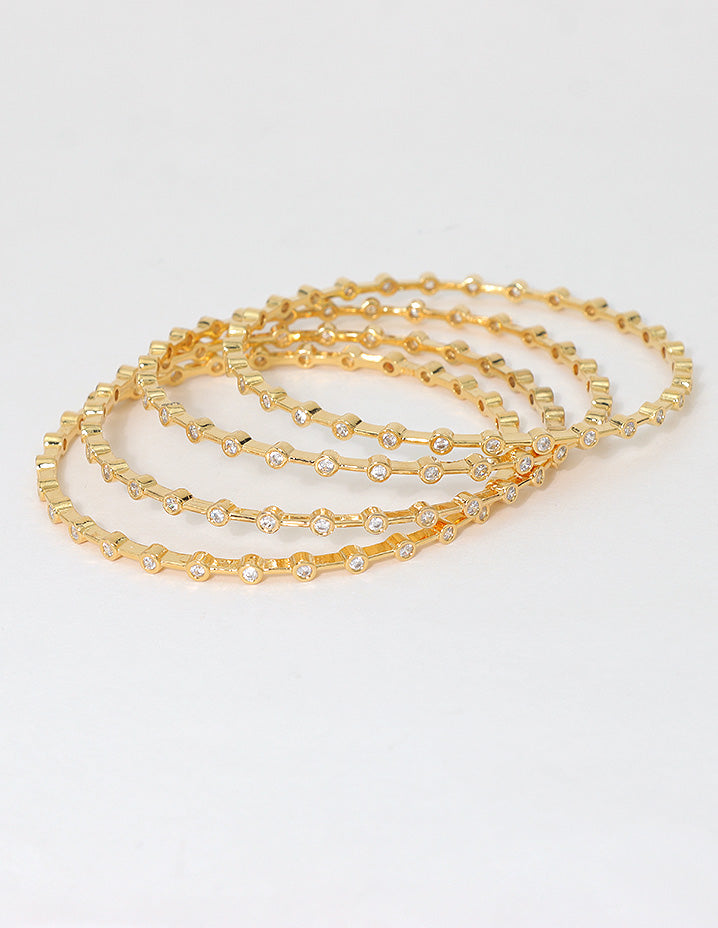 Designer Zirconia Golden Sparkle Stack Bangles