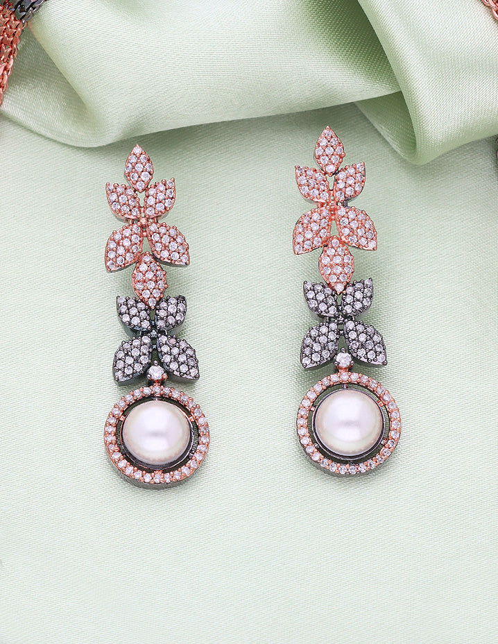 Designer Black Rose Plated Zirconia Necklace Set