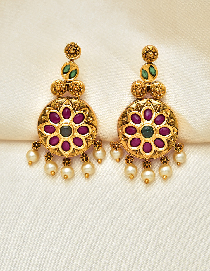 Antique Kempu Necklace Set 127955