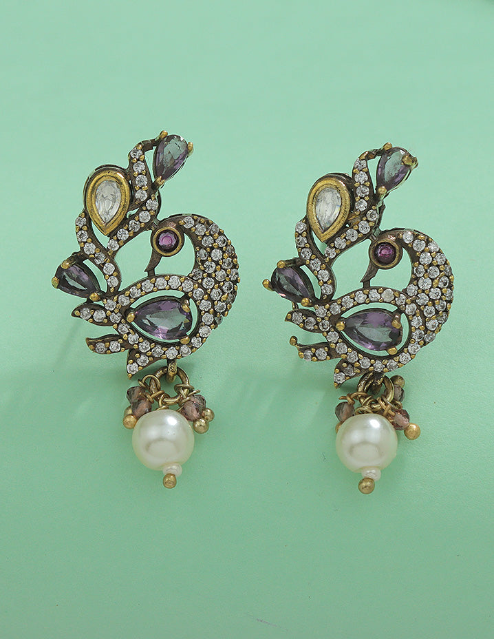 Designer Victorian Peacock Elegance Temple Set Beads Mala
