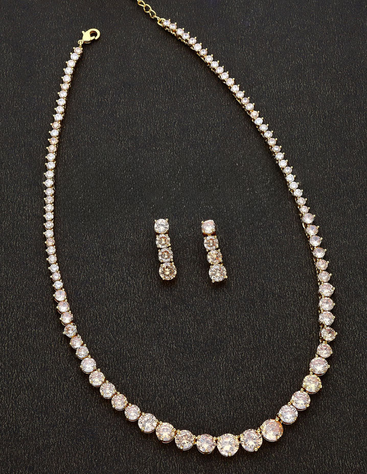 Gold Polish Zirconia Necklace Set