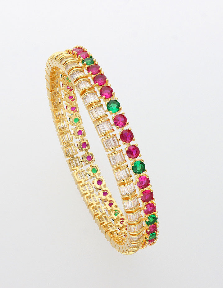 Designer Zirconia Gold Plated Bangles