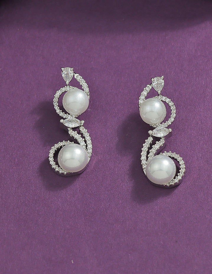 Designer Zirconia Pearl Whirl Elegance Necklace Set