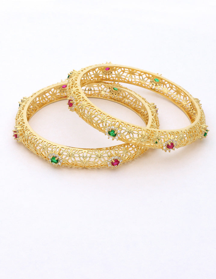 Designer Zirconia Gold Plated Bangles