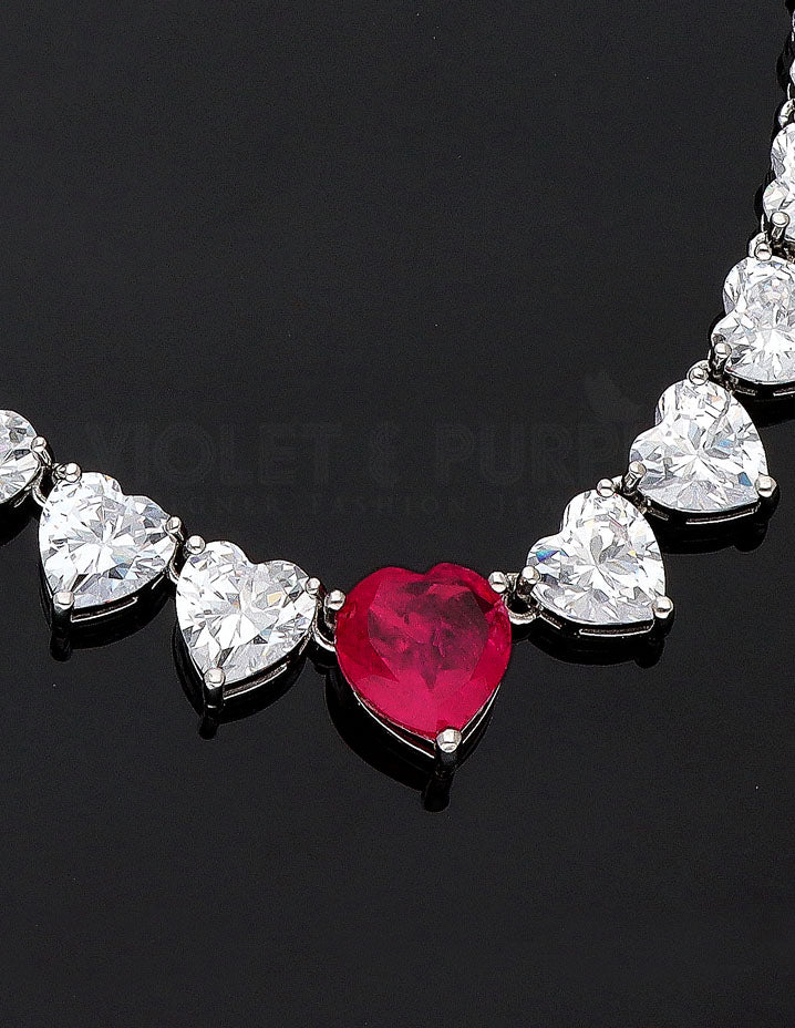 Rhodium Polish Zirconia Necklace Set