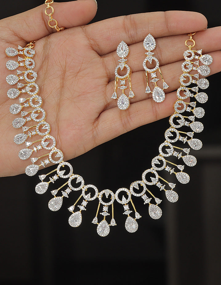 Designer GJ Polish Zirconia Necklace Set