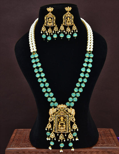 Pumpkin Beads with Lakshmi Devi Chain Pendant