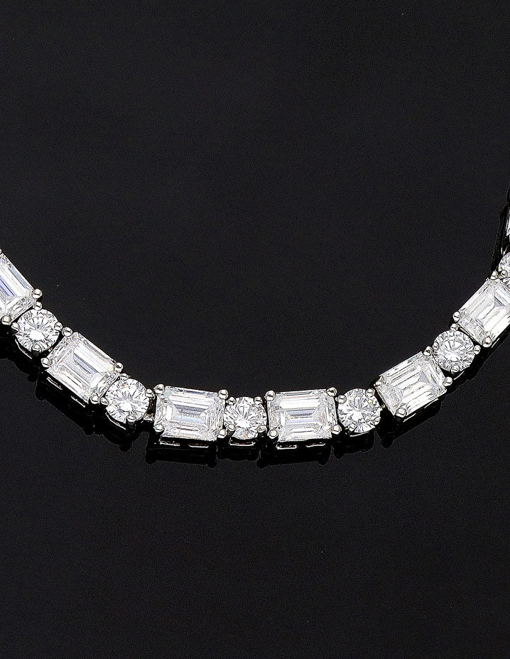 Rhodium Polish Zirconia Necklace Set