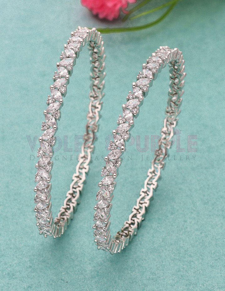 Zircon Designer Bangles zbgl10881/Rhodium