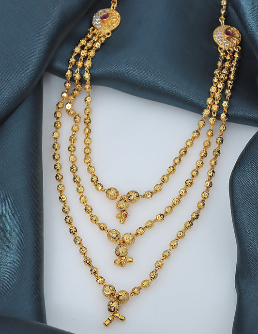 Designer Triveni Gold Bead Haaram Thali Chain