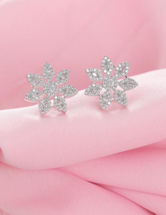 Designer Zirconia Floral Stud Earrings