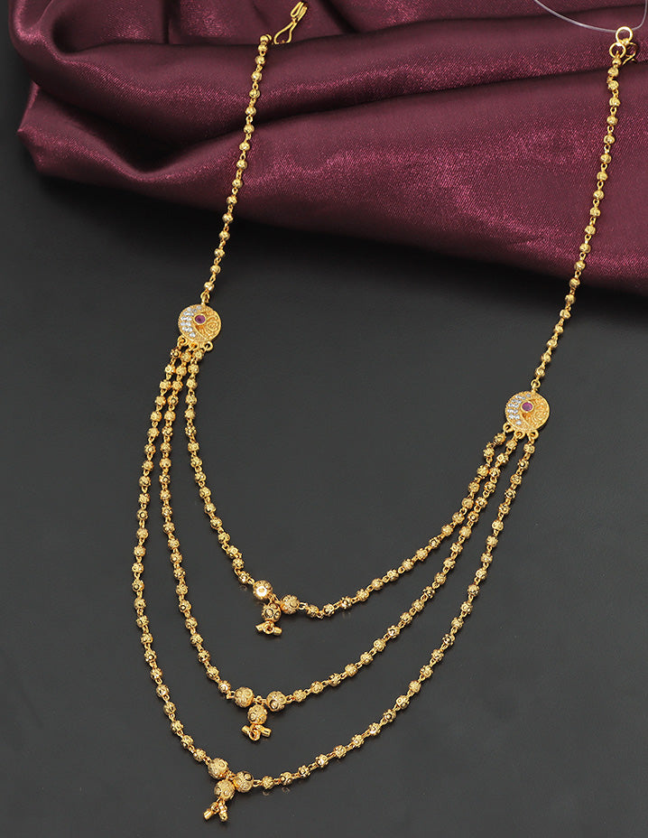 Designer Triveni Gold Bead Haaram Thali Chain