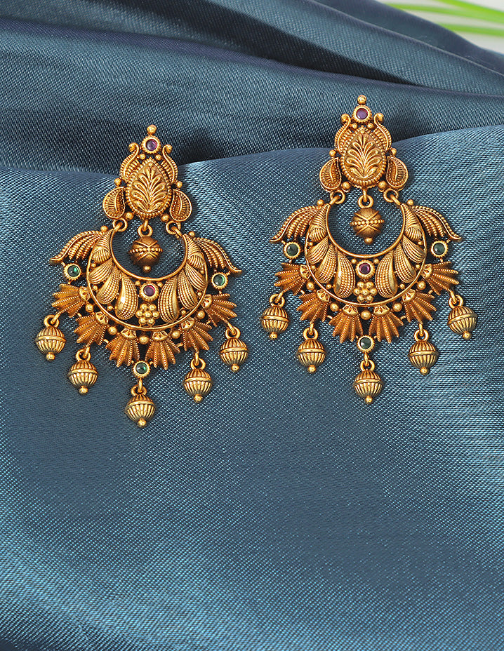Designer Kempu Chandbali Earrings
