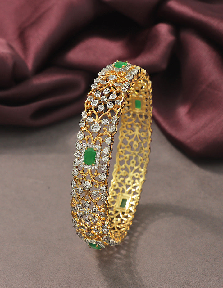 Designer Zirconia GJ Floral Emerald Bangle